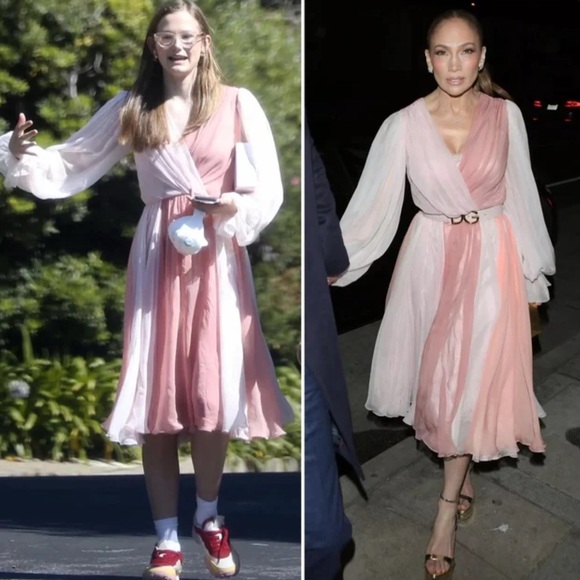 Dolce & Gabbana Two-tone Pleated Wrap Dress Pink Bow Midi Cocktail Puff Sleeve 6 - Picture 5 of 12